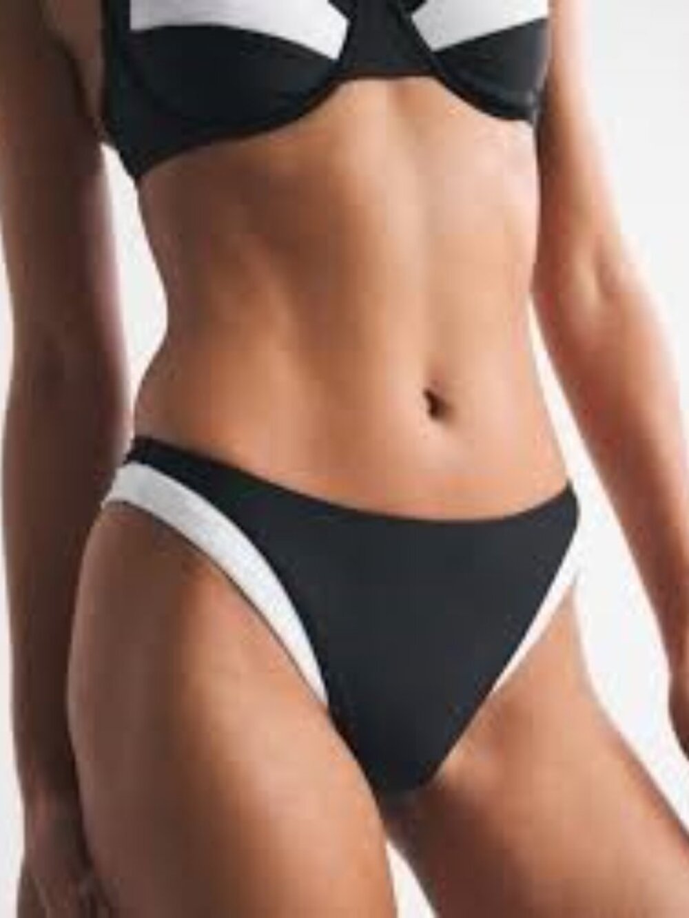 Abercrombie & Fitch Black and White Bikini Set Mid Rise Moderate